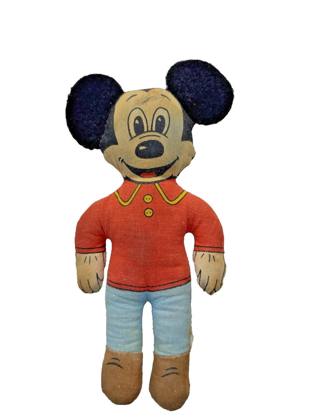 Vintage 1976 Mickey Mouse Knickerbocker Cloth Rag Doll 6" Plush Disney Toy